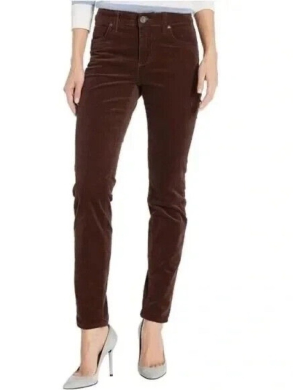 Kut From The Kloth Women's Diana Relaxed Fit Skinny Corduroy Pants Brown Size 8